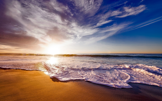 2200x1464 pix. Wallpaper california, sunset, sky, clouds, sea, waves, beach, sand, horizon