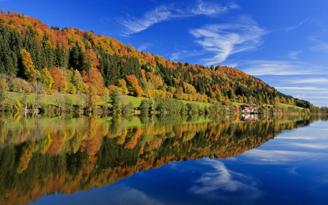 2048x1365 pix. Wallpaper reflection, germany, tree, leave, lake, sky, bavaria, autumn, forest