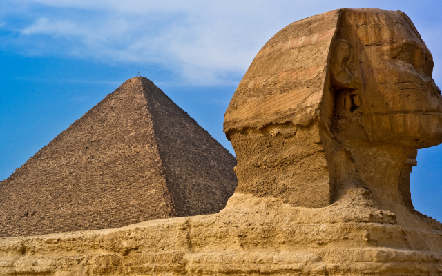 2048x1130 pix. Wallpaper egypt, sphinx statue, pyramid, sand, desert, architecture, desert
