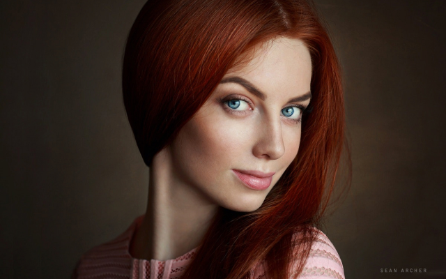 1920x1214 pix. Wallpaper women, redhead, face, portrait, blue eyes
