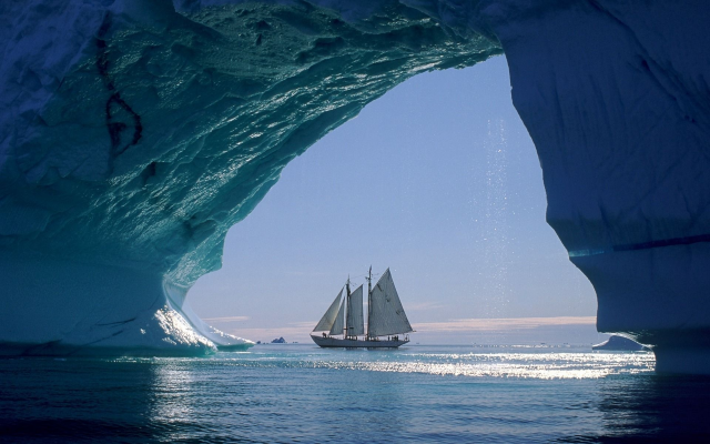 1920x1200 pix. Wallpaper iceberg, ice, ship, sailboat, yacht