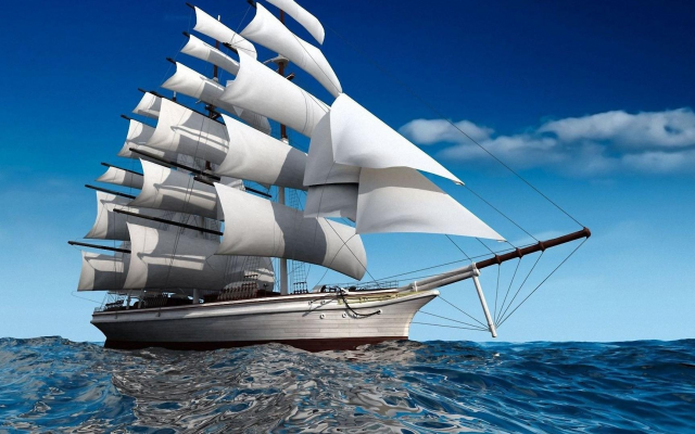 1920x1080 pix. Wallpaper sailboat, sea, ocean, ship, sail, 3d graphics