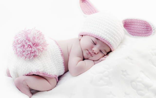 3600x2384 pix. Wallpaper baby, blanket, sleep, hat, ears, tail, bunny