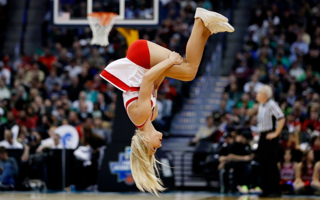 1920x1080 pix. Wallpaper cheerleading, girl, jump, somersault, basketball, spectators, legs, women, cheerleader