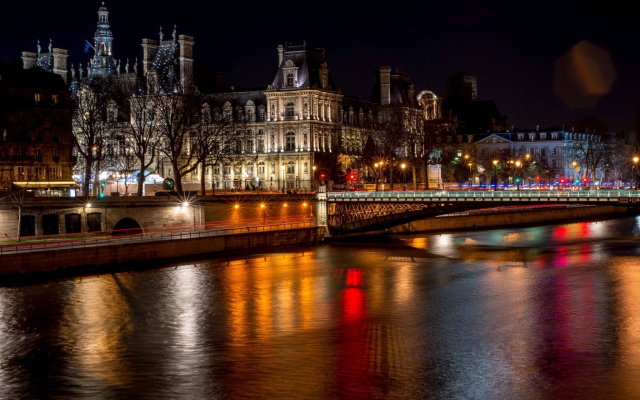 2048x1347 pix. Wallpaper city, paris, france, river, bridge, night