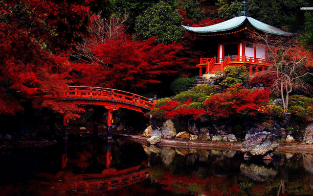 1920x1080 pix. Wallpaper japanese garden, temple, lake, garden, pond, japan, autumn