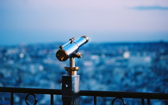 1920x1200 pix. Wallpaper telescope, binoculars, city, depth of field, night, evening