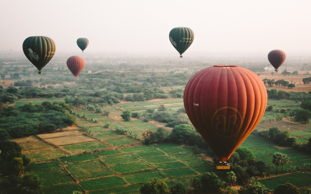 2048x1638 pix. Wallpaper balloon, nature, flight, field, hot air balloon, myanmar 
