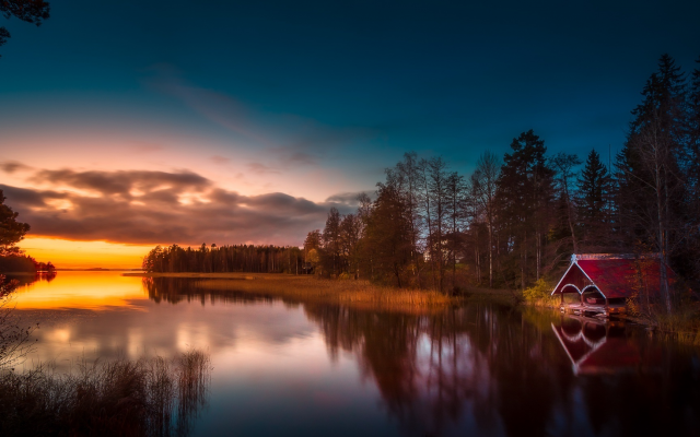 1920x1082 pix. Wallpaper finland, lake, reflection, sunset, nature