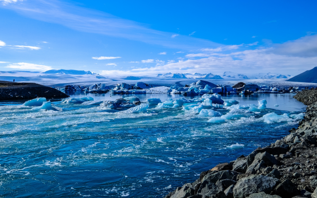 4896x2845 pix. Wallpaper iceland, ice, ocean, shore, nature