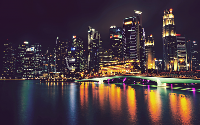 3840x2160 pix. Wallpaper singapore, cityscape, city, night, skyscrapers