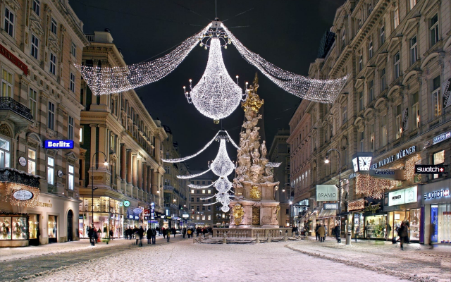2000x1307 pix. Wallpaper vein, street, christmas, austria, city, holidays