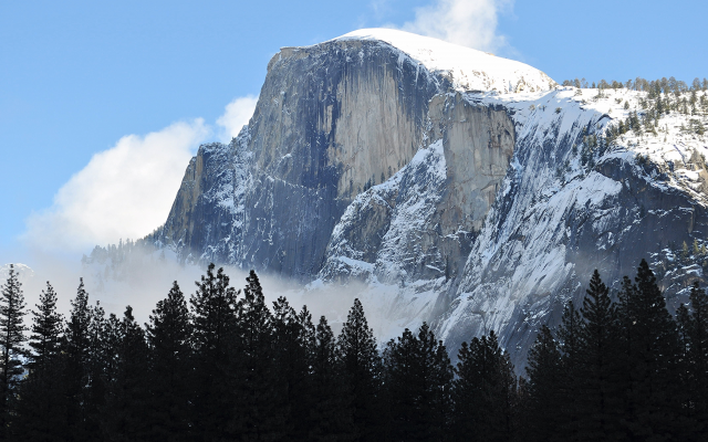 4288x2848 pix. Wallpaper mountain, forest, nature, winter, half dome, granite dome, california, yosemite