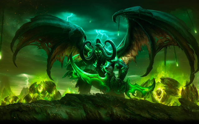 5100x2705 pix. Wallpaper World of Warcraft: Legion, Illidan Stomrage, demon, games