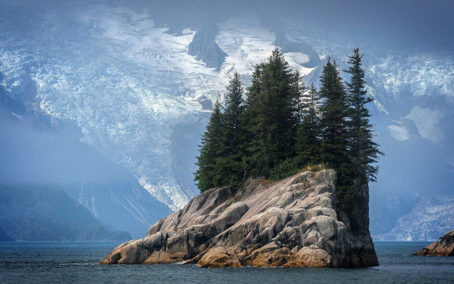 1920x1200 pix. Wallpaper kenai fjords national park, island, fir trees, lake, glaciers, alaska, nature, usa