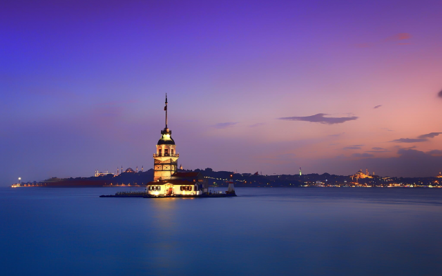 2048x1365 pix. Wallpaper maidens tower, istanbul, turkey, twilight, city, bosphorus strait