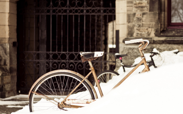 2000x1328 pix. Wallpaper snow, bicycles, bike, winter