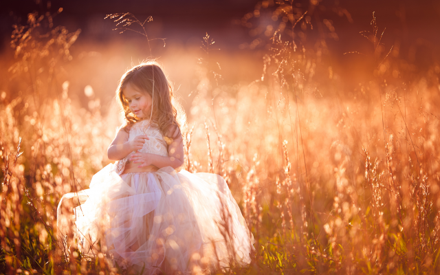 4514x2879 pix. Wallpaper grass, mood, dress, meadow, girl, little girl, white dress