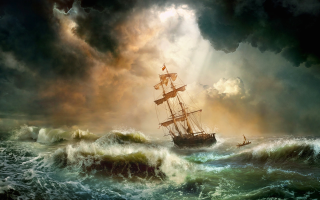 1920x1284 pix. Wallpaper storm, sailboat, sky, sea, dark clouds, clouds