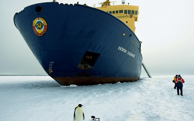 1920x1440 pix. Wallpaper kapitan khlebnikov, arctic, icebreaker, penguin, ice, snow, winter, ship, 
