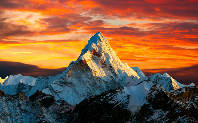 3840x2160 pix. Wallpaper ama dablam, himalayas, nepal, top, snow, sunset, mountains, nature