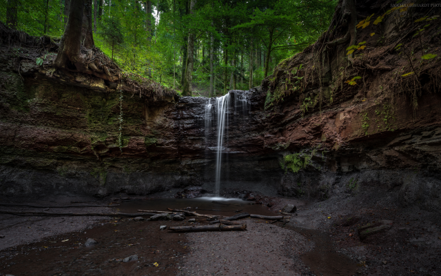 8133x4575 pix. Wallpaper stream, forest, nature, waterfall