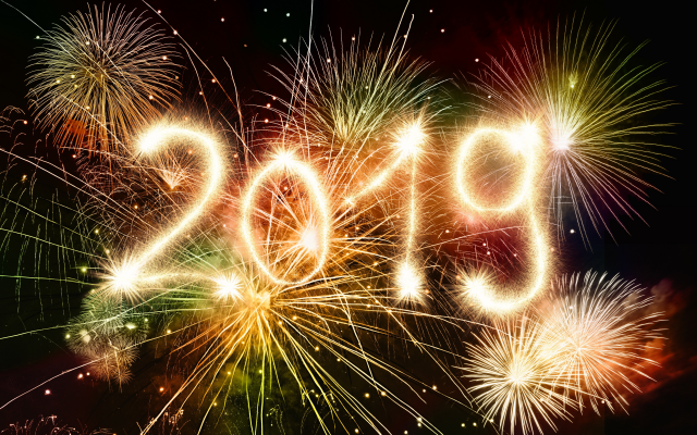 6000x4000 pix. Wallpaper 2019, new year, christmas, holidays, fireworks
