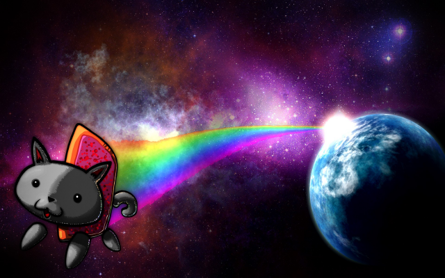 1920x1200 pix. Wallpaper Nyan Cat, memes, cat, planet, space, rainbows, stars