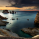 nature, landscape, sunset, sea, coast, rock, clouds, blue, sky, water, Spain wallpaper