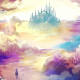 artwork, fantasy art, castle, clouds wallpaper