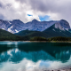 Alberta, Canada, nature, landscape, lake, reflections, mountains, clouds, water wallpaper
