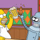 Futurama, cartoons, Bender, The Simpsons, Homer Simpson, beer, movies wallpaper