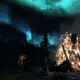 The Elder Scrolls V: Skyrim, video games, aurora, fire, night wallpaper