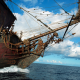 ship, pirate, skeleton, sailing ship, sea, clouds wallpaper