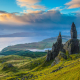 Sunrise, Old Man of Storr, Isle of Skye, Scotland, United Kingdom, nature, clouds, sea, hill wallpaper