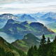 mountains, forest, lake, alps, summer, panorama, nature, landscape wallpaper
