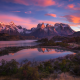 Torres del Paine, Chile, nature, landscapes, mountains, lakes, sunrise, shrubs, snowy peaks, clouds wallpaper