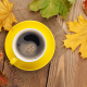 fall, maple leaves, mugs, coffee, table wallpaper