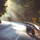 highway, motorcycle, sun rays, road, motorbike wallpaper