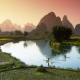 li river, guilin, china, nature, mountains, water, sky, river, boat, field wallpaper
