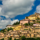trevi, italy, city, architecture, building, clouds, ancient, town, church, hill wallpaper