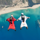 skydiving, skydiver, beach, sea, sport wallpaper