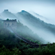 great wall of china, china, mountains, fog, forest wallpaper