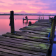 pier, dock, sunset, nature, river wallpaper