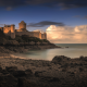 Fort-la-Latte, Castle of La Latte, landscapes, coastal, Castle, fort, Britanny, France, clouds wallpaper