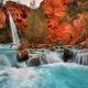 waterfall, red, rock, arizona, nature, cliff wallpaper