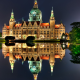 city hall, hanover, architecture, city, germany, water, old building, night, lights, lake wallpaper