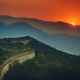 great wall of china, sunset, mountains, fog, mist, nature, landscape wallpaper