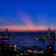 hong kong, city, ckycrapers, sea, sunset, panorama wallpaper