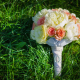 bridal bouquet, flowers, wedding, flowers, grass, rose, peony wallpaper